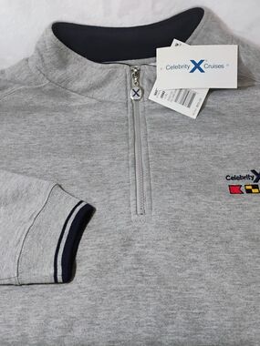 Celebrity X Cruises Sz XL 3/4 Zip Grey Sweatshirt Jacket Embroidered NEW S